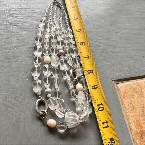 Silpada Quartz Pearls & 925 Sterling Silver Triple Strand Necklace - Picture 9 of 11